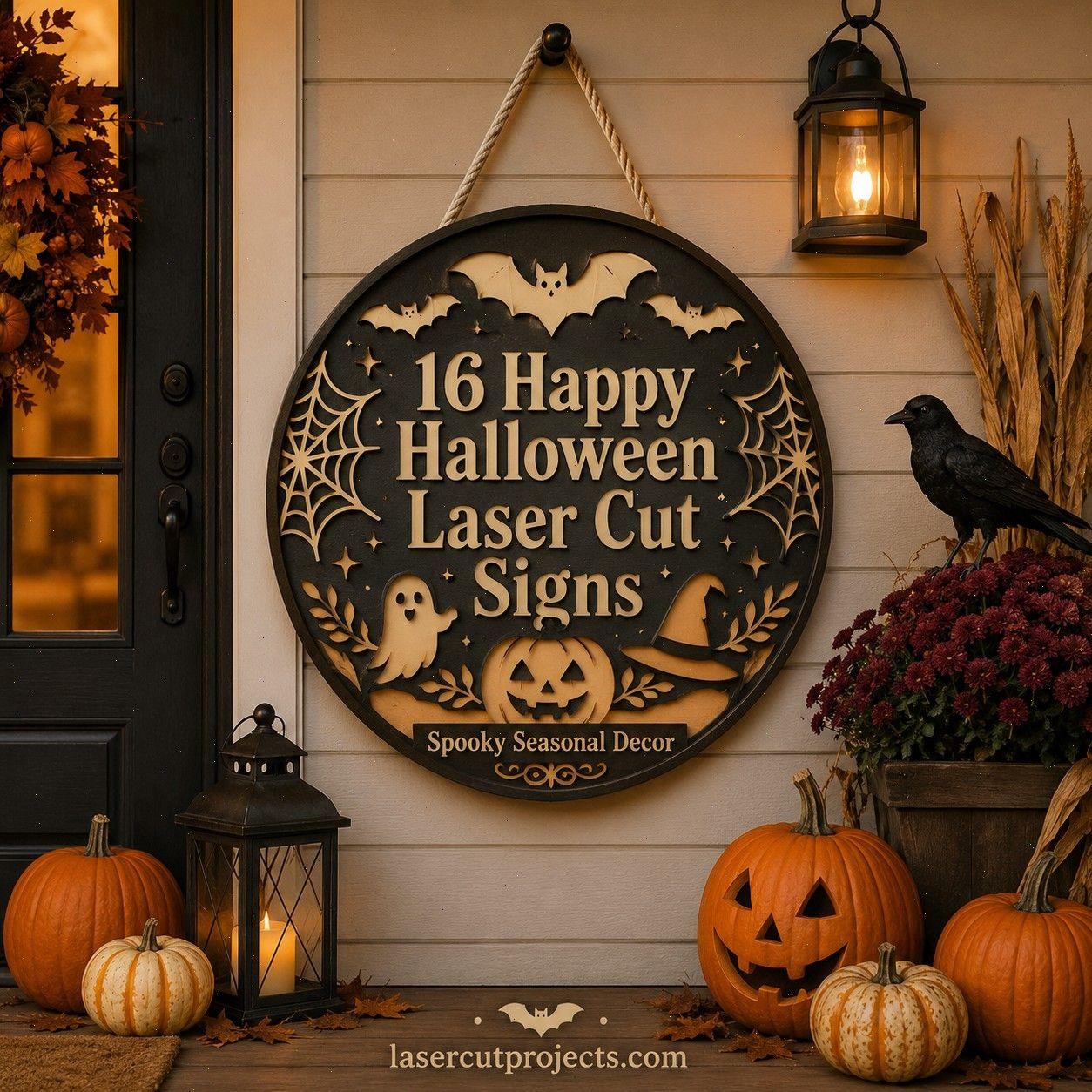 16 Happy Halloween Laser Cut Signs for Spooky Seasonal Decor