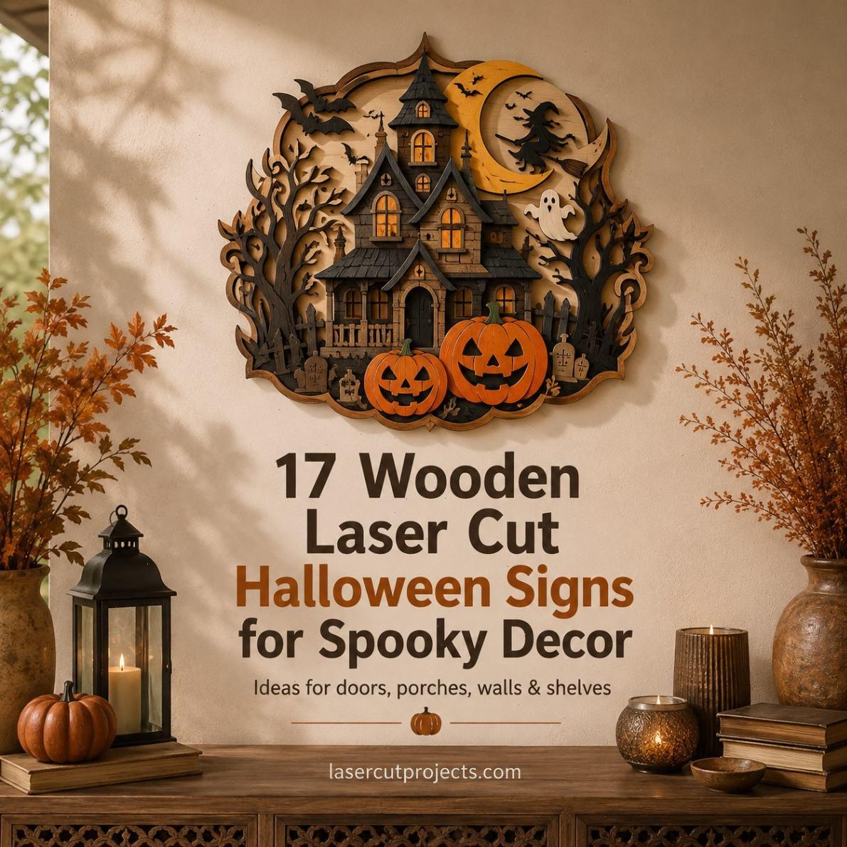 17 Wooden Laser Cut Halloween Signs for Spooky Seasonal Decor