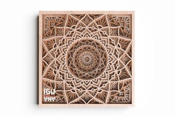 Wooden Laser Cut Wall Decor 3D layered wooden mandala laser cut wall art with intricate radial pattern — wooden laser cut wall decor