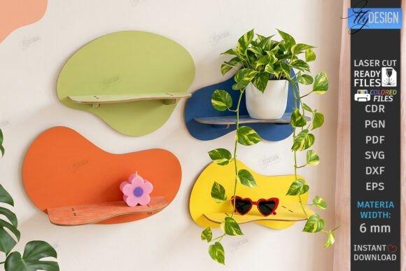 Laser Cut Wall Decor Shelves Colorful laser cut wall decor shelves holding plants and decorative items in a modern home