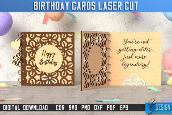 Laser Cut Birthday Greeting Card — laser cut card Personalized Happy Birthday laser cut greeting card with floral cutout design and handwritten message inside — laser cut card
