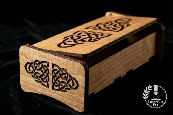 Celtic Knot Laser Cut Box — laser cut wooden box laser cut wooden box with intricate Celtic knot patterns on lid and front panel