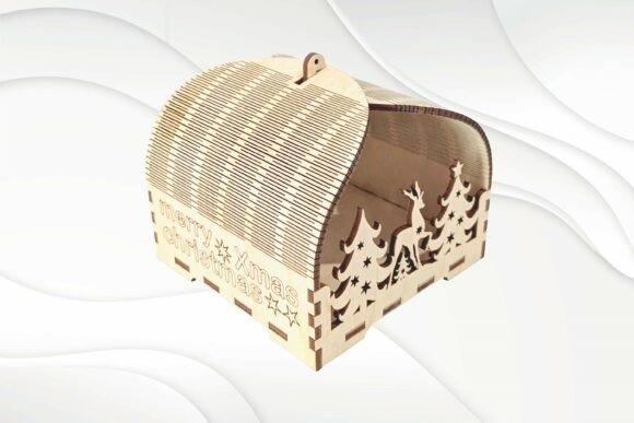Laser Cut Christmas Gift Box — laser cut box Laser cut box with Christmas trees, reindeer, and festive patterns for holiday gift packaging