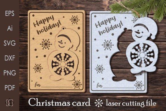 Laser Cut Card Christmas Snowflake Christmas laser cut card with intricate snowflake patterns and snowman design