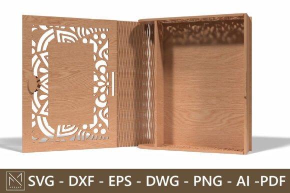 Laser Cut Jewelry Box Mandala Open laser cut jewelry box with intricate mandala pattern on the lid made from light wood