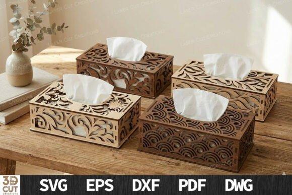 Ornate Tissue Box Laser Cut Ornate tissue box laser cut designs with decorative scrollwork and curves on wooden boxes