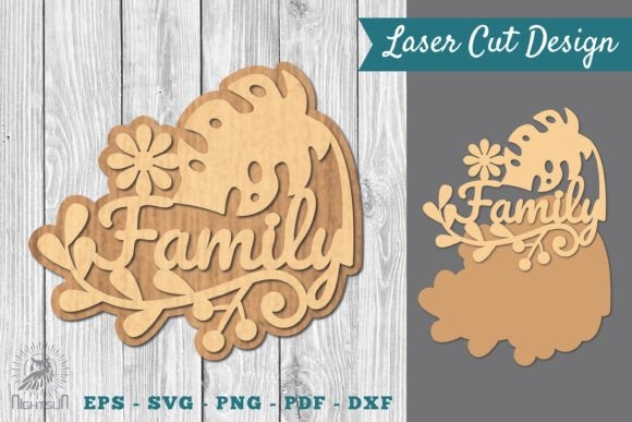 Laser Cut Family Decor — laser cut decor ideas Wooden laser cut decor with the word Family surrounded by floral and leaf designs — laser cut decor ideas