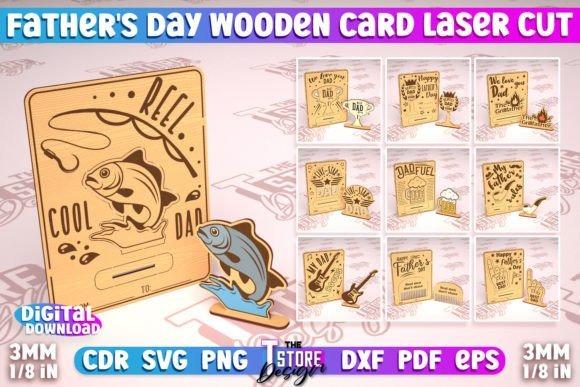 Wooden Laser Cut Card Personalized wooden laser cut card featuring a fishing design for Father's Day