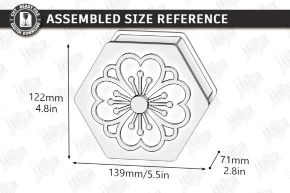 Laser Cut Jewellery Box Dimensions Hexagonal laser cut jewellery box with flower design and dimensions 139mm by 122mm by 71mm