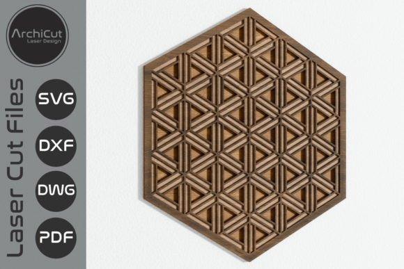 Geometric Modern Laser Cut Panel — modern laser cut panels Hexagonal modern laser cut panels with geometric multilayer wooden design creating depth and shadow