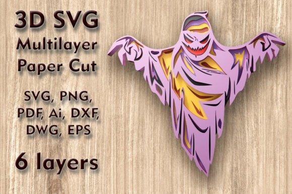 Multilayer Ghost Wall Art — halloween laser cut designs Halloween laser cut designs multilayer ghost wall art with six layered purple and yellow ghost silhouette