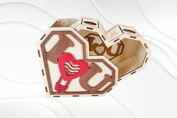 Heart-Shaped Laser Cut Jewelry Box Laser cut jewelry box in a heart shape with I love you design made from plywood