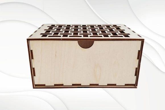 Patterned Laser Cut Wood Box Laser cut wood box with patterned plywood lid and simple wooden sides for decorative DIY projects