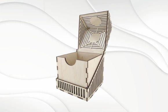 Laser Cut Jewelry Box Compact laser cut jewelry box with an open lid showing intricate geometric patterns and a small storage space