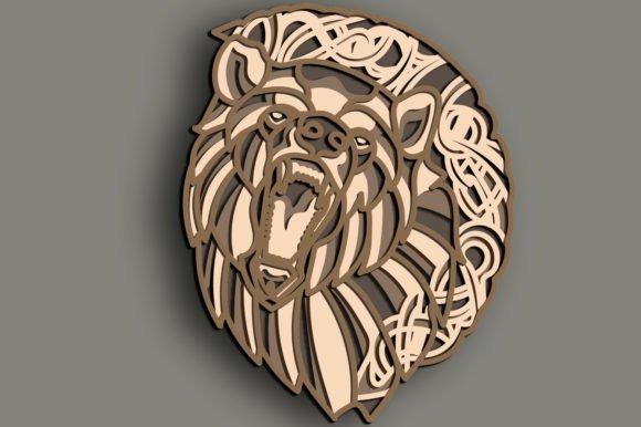Grizzly Bear Wooden Wall Decor — wooden laser cut wall decor Grizzly bear wooden laser cut wall decor featuring mountain and forest details