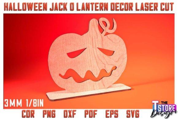 Halloween Laser Cut Sign Halloween laser cut sign of a wooden jack-o'-lantern with triangular eyes and wavy mouth on orange background