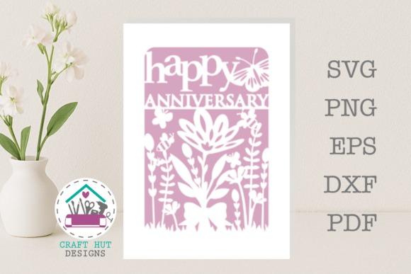 Laser Cut Card Anniversary Romantic floral laser cut card with happy anniversary lettering and butterfly design
