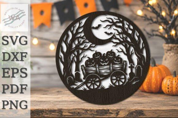 Graveyard Halloween Wall Art — Halloween laser cut wall decorations Halloween laser cut wall decorations showing a layered graveyard scene with pumpkins, bats, and a full moon