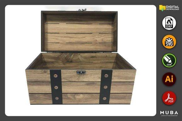 Laser Cut Jewelry Box Open laser cut jewelry box made of wood with black metal accents and latch, rectangular shape for watches and bracelets