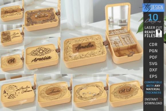 Laser Cut Jewelry Box Designs Laser cut jewelry box with personalized engravings and decorative floral and geometric patterns
