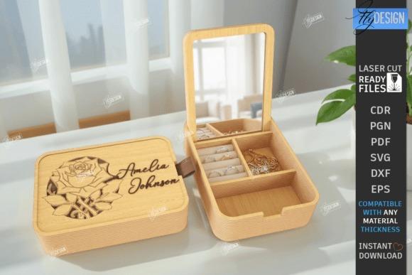 Personalized Laser Cut Jewelry Box laser cut jewelry box with engraved floral design and personalized name Amelia Johnson on the lid