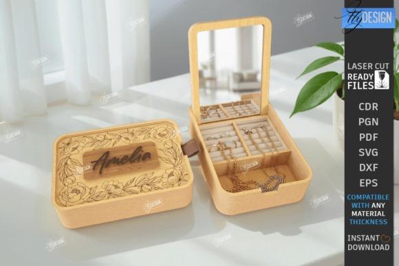 Floral Engraved Laser Cut Jewelry Box Laser cut jewelry box with floral engraved design and personalized nameplate Amelia
