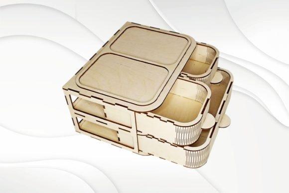 Laser Cut Wood Box Laser cut wood box with multiple compartments and sliding lids made from light plywood