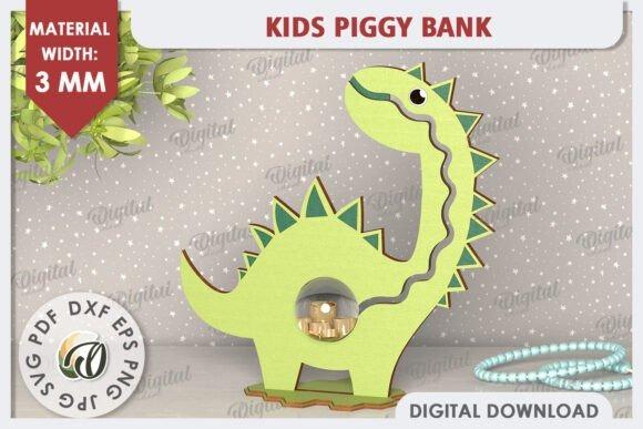 Dinosaur Laser Cut Money Box Green dinosaur laser cut money box with coin storage and decorative spikes