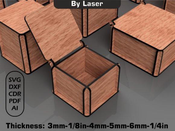 Laser Cut Wooden Box Flip-Up Lid Laser cut wooden box with a flip-up lid showing clean rectangular design and visible laser-cut hinges