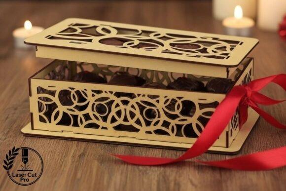 Laser Cut Jewellery Box Laser cut jewellery box with interlocking circle pattern in light wood, featuring geometric lattice design and red ribbon
