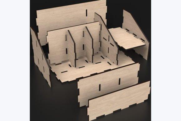 Easy Laser Cut Box Easy laser cut box pieces laid out for assembly into a desk organizer box