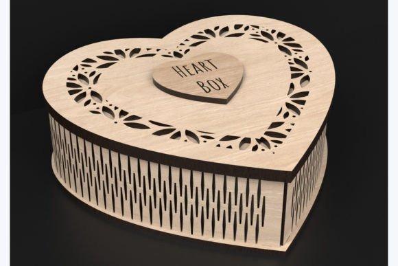 Heart-Shaped Laser Cut Jewelry Box Heart-shaped laser cut jewelry box with intricate floral cutout design and engraved heart detail