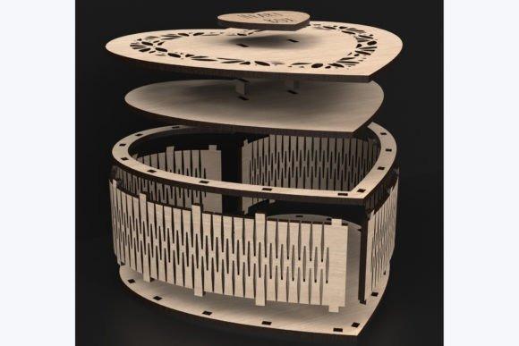 Heart-Shaped Laser Cut Jewelry Box Laser cut jewelry box in heart shape with layered wooden pieces and intricate cutout design
