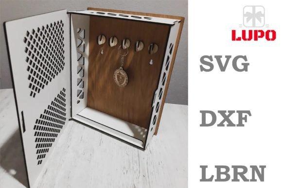 Laser Cut Wood Box Design laser cut wood box with geometric cutouts and key hooks inside for organized storage
