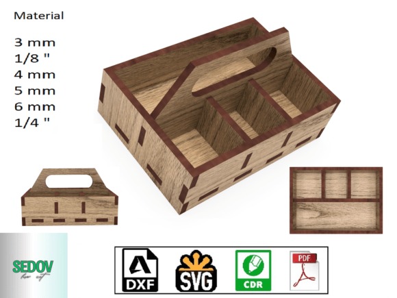 Tabletop Napkin Holder — laser cut decor ideas Wooden tabletop napkin and condiment holder with multiple compartments and handle, laser cut decor ideas