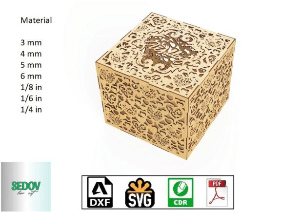 Laser Cut Gift Box Designs Elegant wooden laser cut gift box designs with intricate floral and heart patterns for weddings