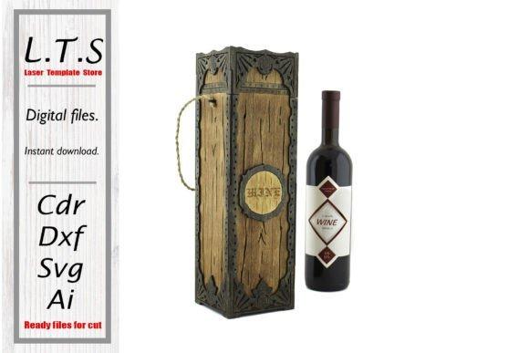 Laser Cut Wine Bottle Gift Box — laser cut gift box designs Laser cut gift box designs wooden wine bottle carrier with decorative patterns and rope handle