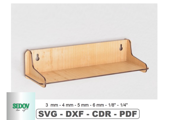 Laser Cut Wooden Shelf — laser cut wood projects Laser cut wood projects small wooden wall shelf with decorative side panels and mounting holes