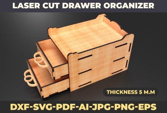 Laser Cut Jewelry Box laser cut jewelry box with two drawers made of light wood, thickness 5 mm, laser cut drawer organizer