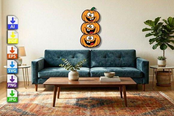 Stacked Pumpkin Welcome Sign — happy halloween laser cut signs Stacked pumpkin welcome sign with three jack-o'-lanterns in different expressions above a — happy halloween laser cut signs