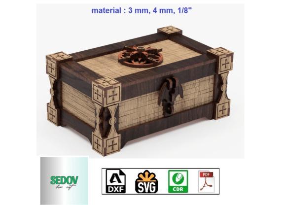 Mystical Wooden Laser Cut Gift Box — laser cut gift box designs Intricately designed laser cut gift box with mystical wooden theme and detailed engraved symbols — laser cut gift box designs
