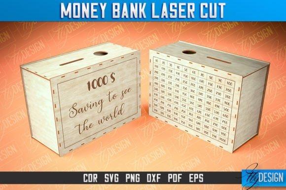 Classic Laser Cut Money Box Classic rectangular laser cut money box with engraved text and calendar design on sides