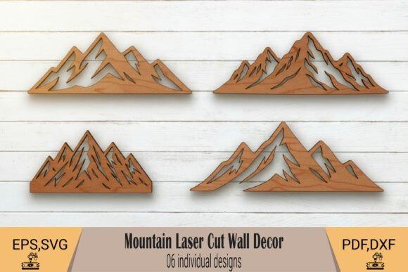 Wooden Laser Cut Wall Decor Set of wooden laser cut mountain wall decor designs arranged as a nature gallery wall — wooden laser cut wall decor