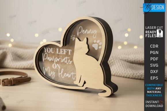 Laser Cut Box with Cat Design Laser cut box shaped like a heart with a cat silhouette and paw prints, personalized with the name Penny