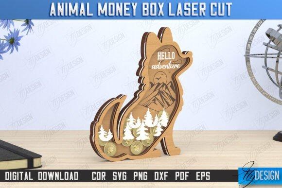 Laser Cut Money Box Wolf Shape Wolf-shaped laser cut money box with engraved motivational quote and transparent section showing coins inside