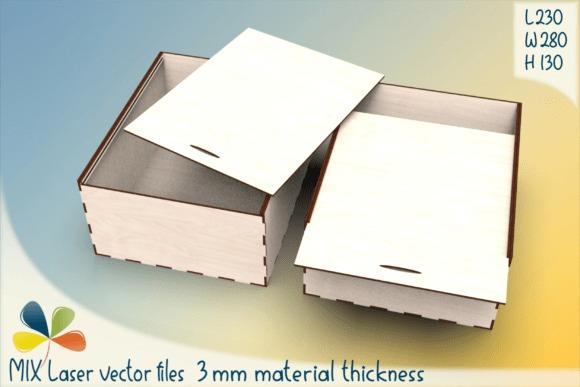 Laser Cut Wooden Box Sliding Lid Laser cut wooden box with sliding lid mechanism made from 3mm thick material, shown in two sizes