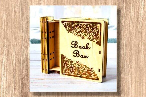 Book-Shaped Easy Laser Cut Box Easy laser cut box designed as a decorative book-shaped storage box with engraved floral patterns