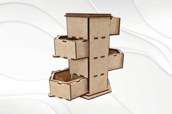 Four-Level Sliding Laser Cut Jewellery Box Four-level sliding laser cut jewellery box made from MDF with compartments extending outward for storage