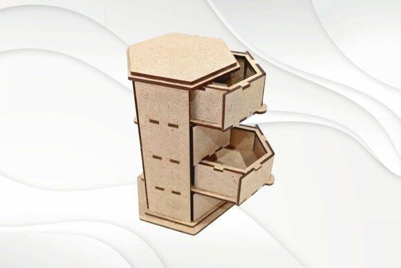 Laser Cut Jewellery Box Design Four-level sliding laser cut jewellery box made from wood with multiple compartments for rings, earrings, and bracelets