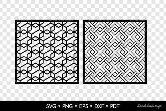 Square Modern Laser Cut Panels Two square modern laser cut panels with intricate geometric patterns side by side